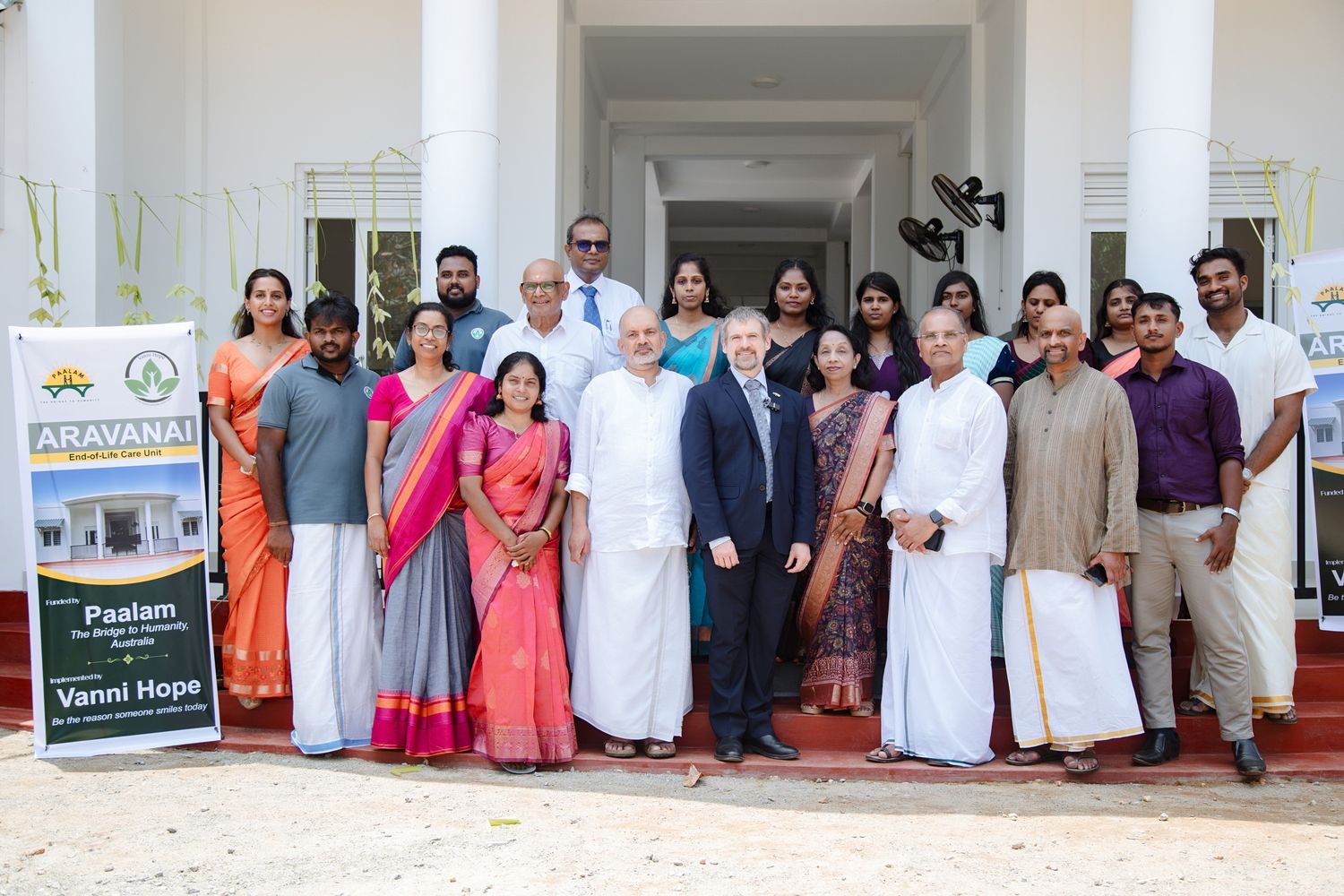 Guests, staff and PBH representatives at the opening of the ARAVANAI End-of-Life Care Unit, Base Hospital Tellipalai, Jaffna